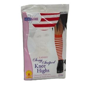 Secret Wishes sexy striped knee highs in red and white, brand new in packaging!